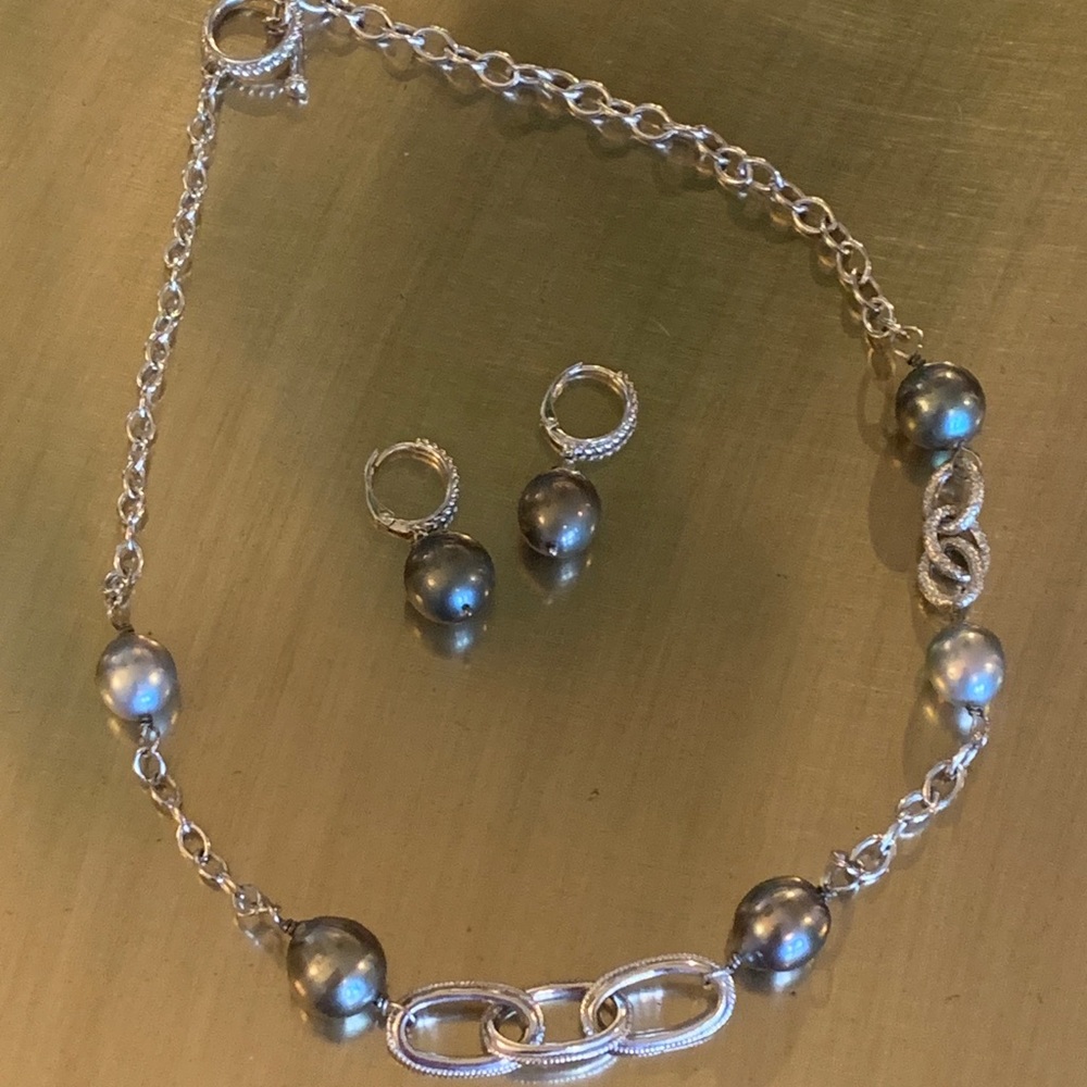 Sterling silver and pearl set